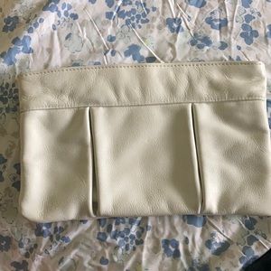 White vintage leather clutch